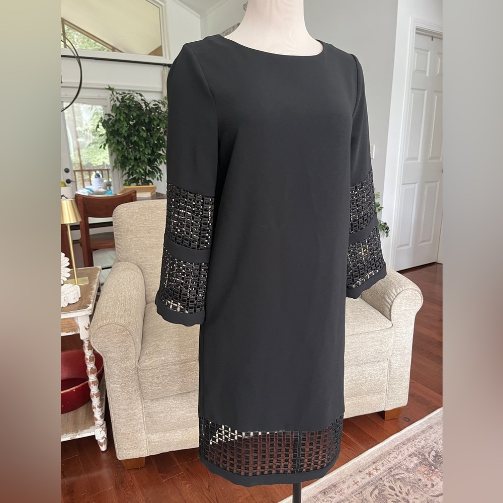 Marie Oliver Kali Black Lace Hem and Cuff Boat Neck Dress NWOT Size XXS
